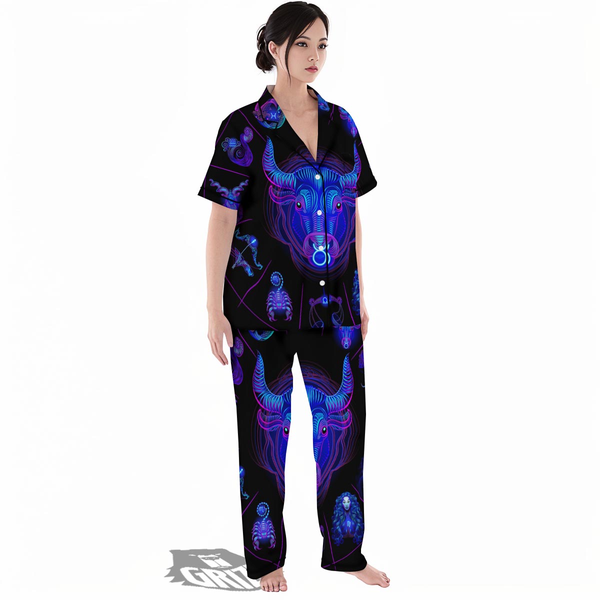 Signs Astrological And Taurus Print Women's Pajamas Set-grizzshop