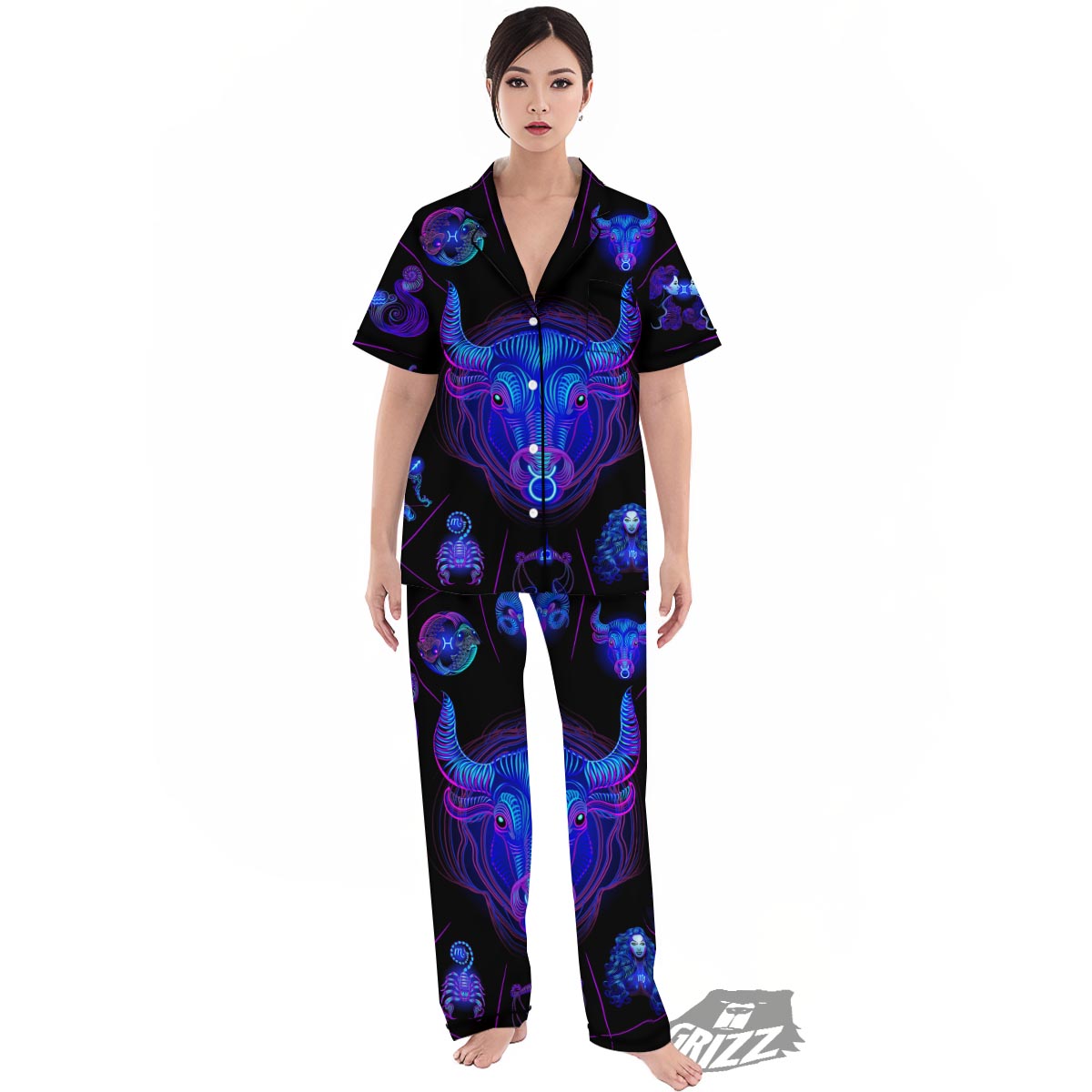 Signs Astrological And Taurus Print Women's Pajamas Set-grizzshop