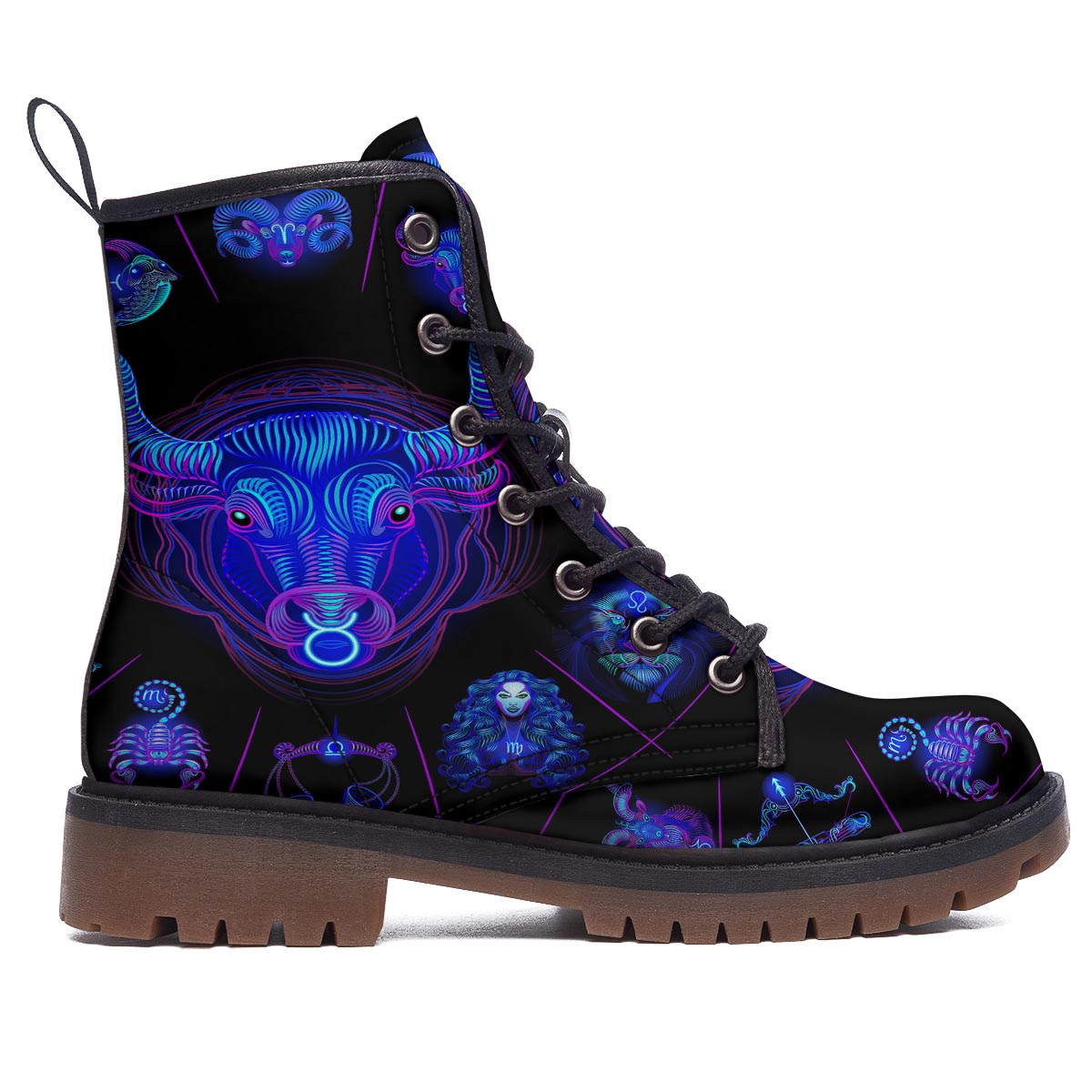 Signs Astrological And Taurus Print Work Boots-grizzshop