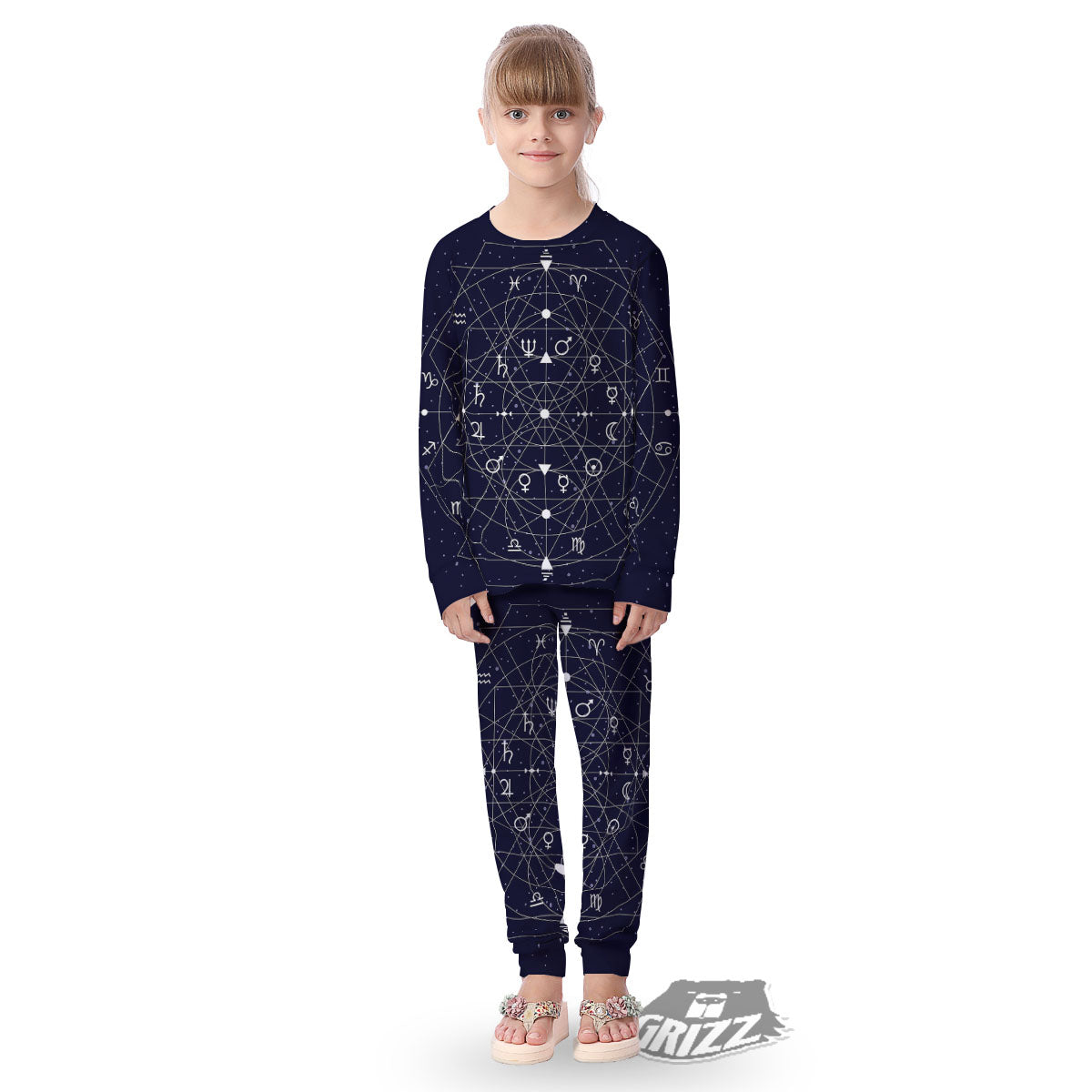 Signs Geometric Zodiac Print Kid's Pajamas-grizzshop