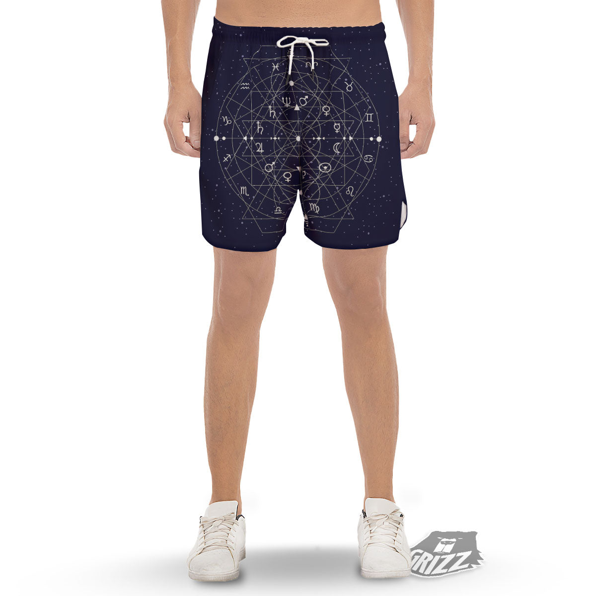 Signs Geometric Zodiac Print Men's Gym Shorts-grizzshop