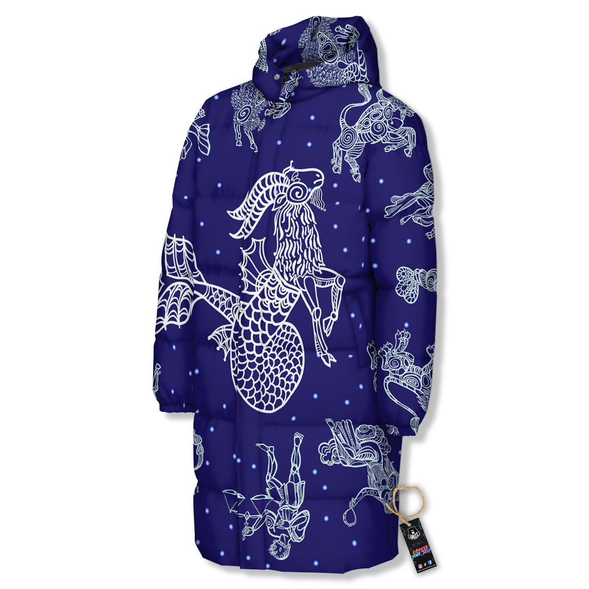Signs Astrological And Capricorn Print Long Down Jacket