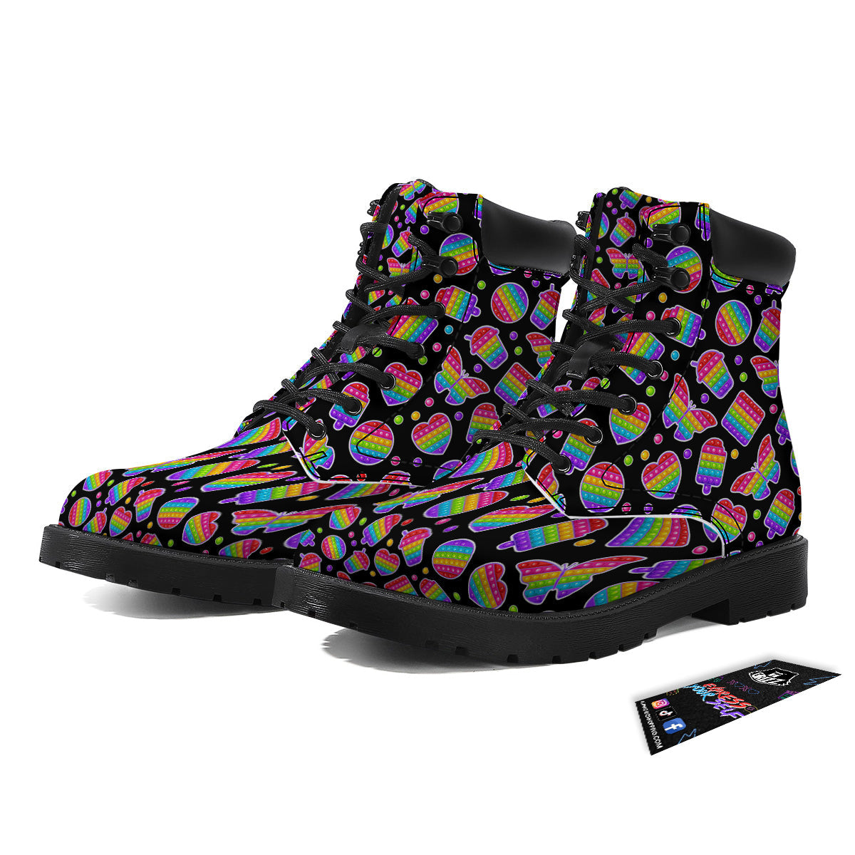 Silicone Bubbles Pop it Colorful Print Pattern Boots-grizzshop