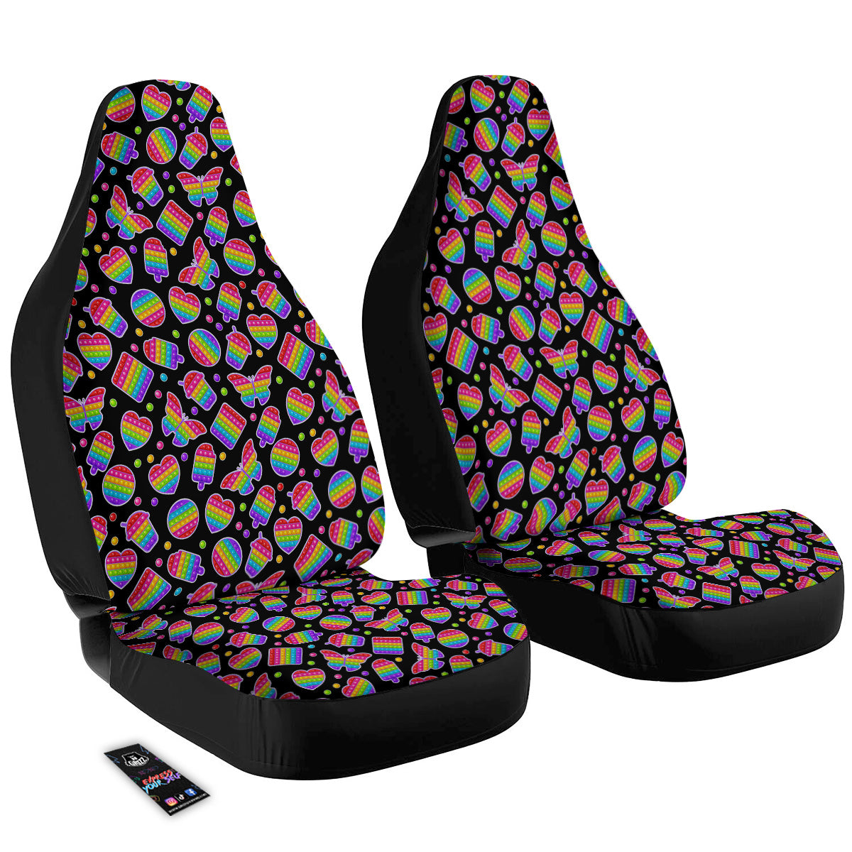 Silicone Bubbles Pop it Colorful Print Pattern Car Seat Covers-grizzshop