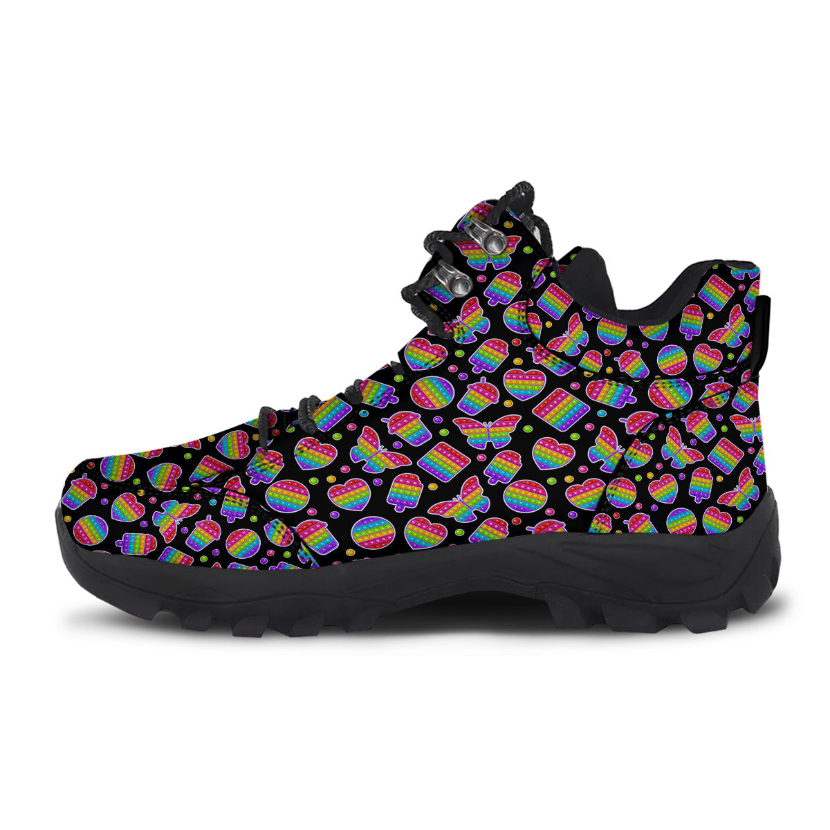 Silicone Bubbles Pop it Colorful Print Pattern Hiking Shoes-grizzshop