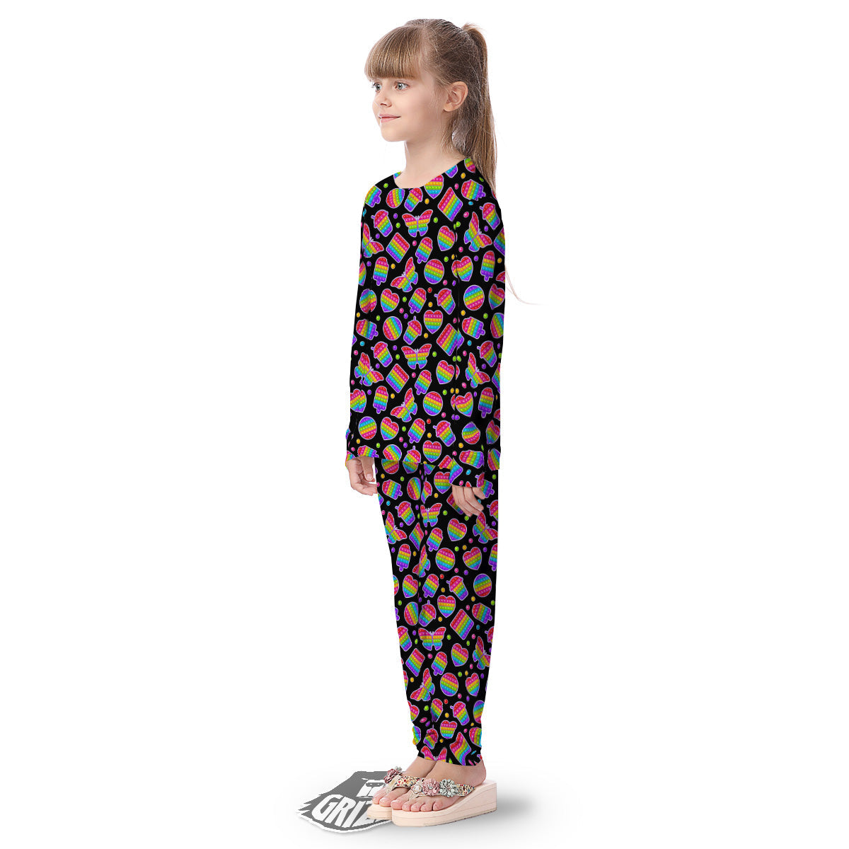 Silicone Bubbles Pop it Colorful Print Pattern Kid's Pajamas-grizzshop