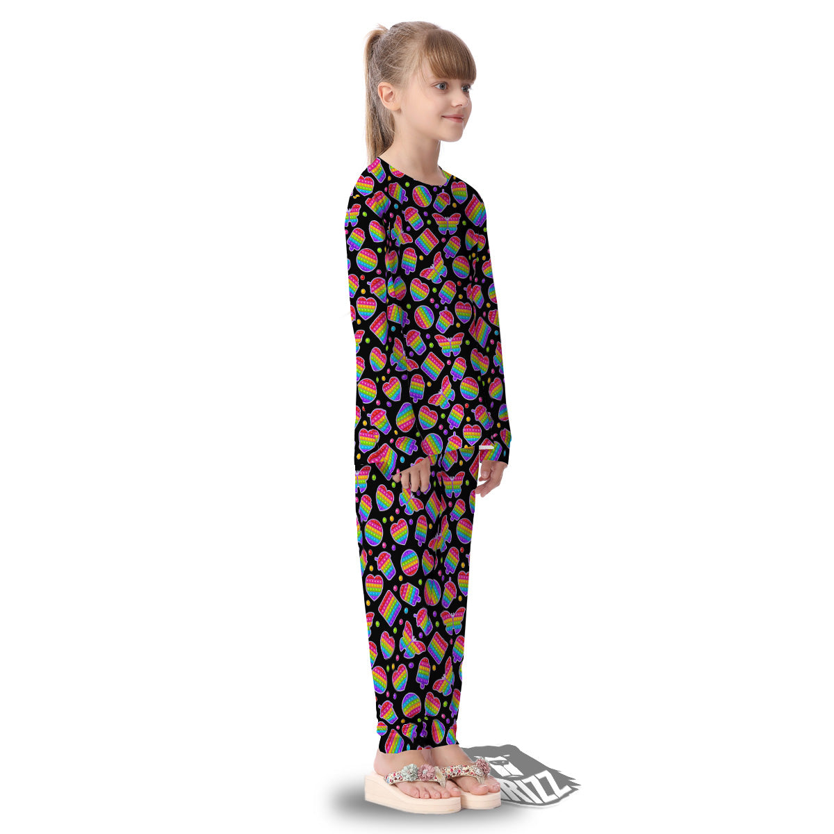 Silicone Bubbles Pop it Colorful Print Pattern Kid's Pajamas-grizzshop