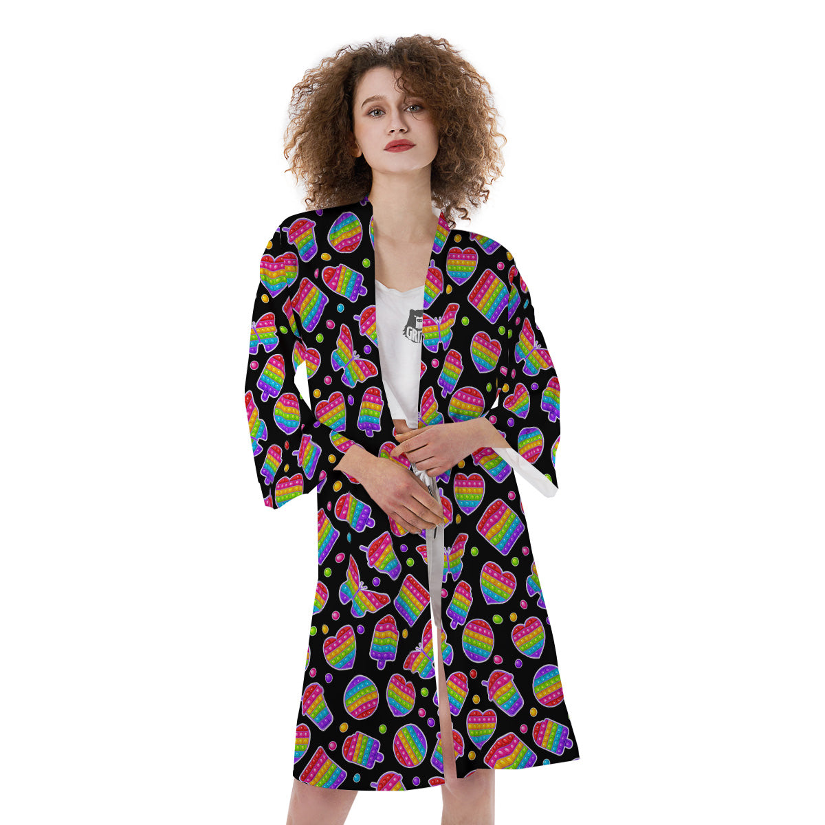 Silicone Bubbles Pop it Colorful Print Pattern Kimono-grizzshop