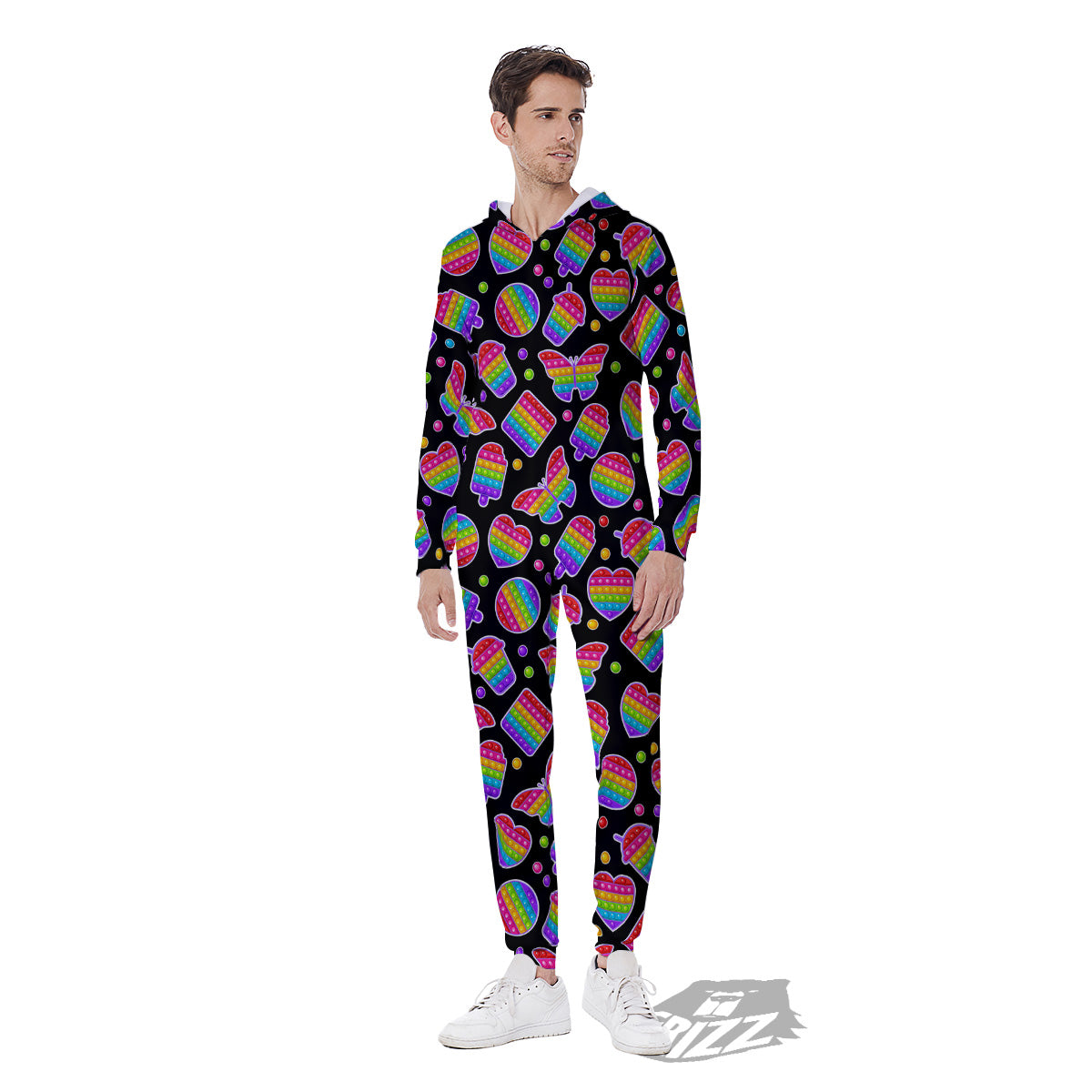 Silicone Bubbles Pop it Colorful Print Pattern Men's Jumpsuit-grizzshop
