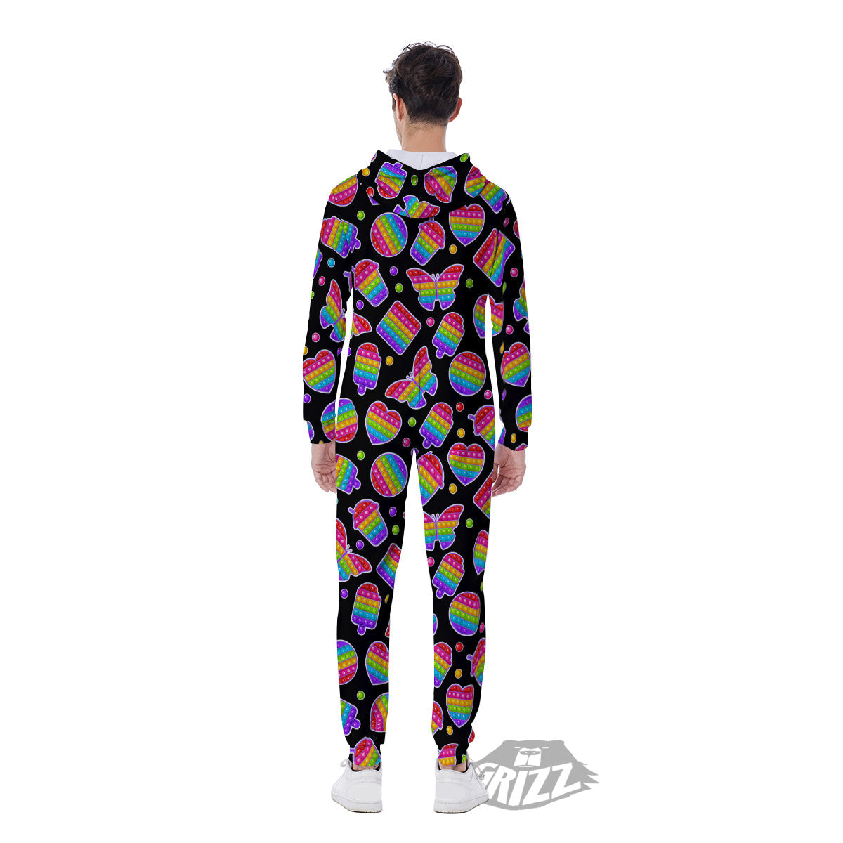 Silicone Bubbles Pop it Colorful Print Pattern Men's Jumpsuit-grizzshop