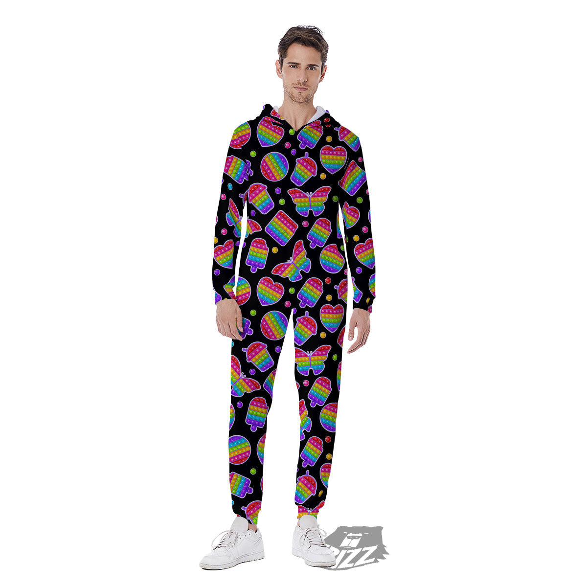Silicone Bubbles Pop it Colorful Print Pattern Men's Jumpsuit-grizzshop