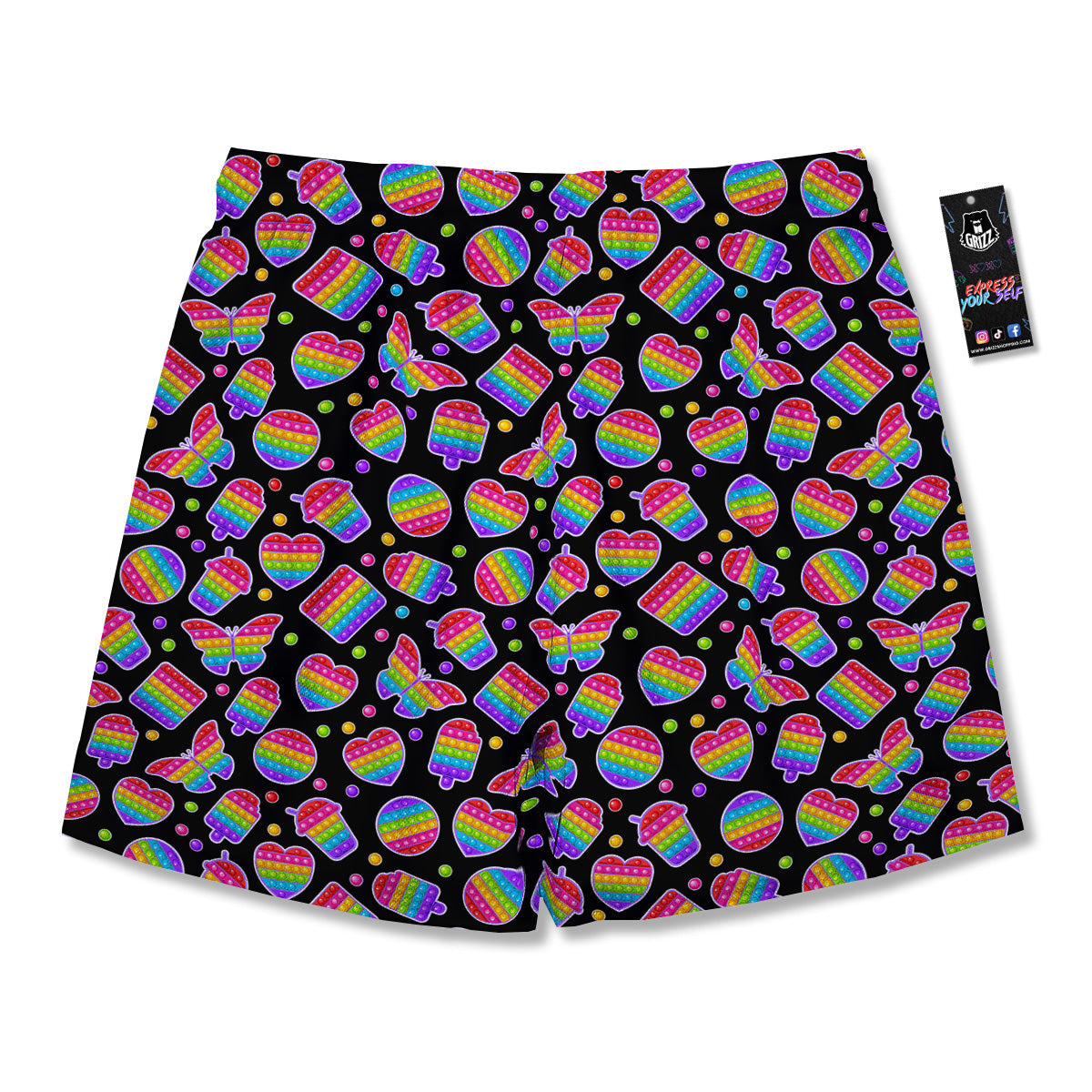 Silicone Bubbles Pop it Colorful Print Pattern Men's Running Shorts-grizzshop