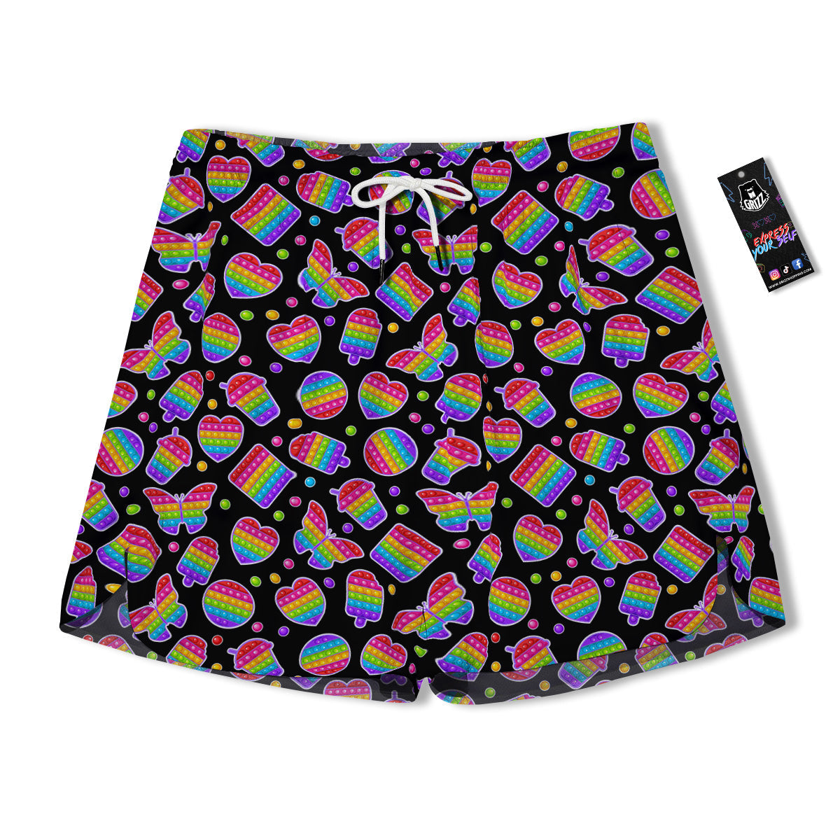 Silicone Bubbles Pop it Colorful Print Pattern Men's Running Shorts-grizzshop