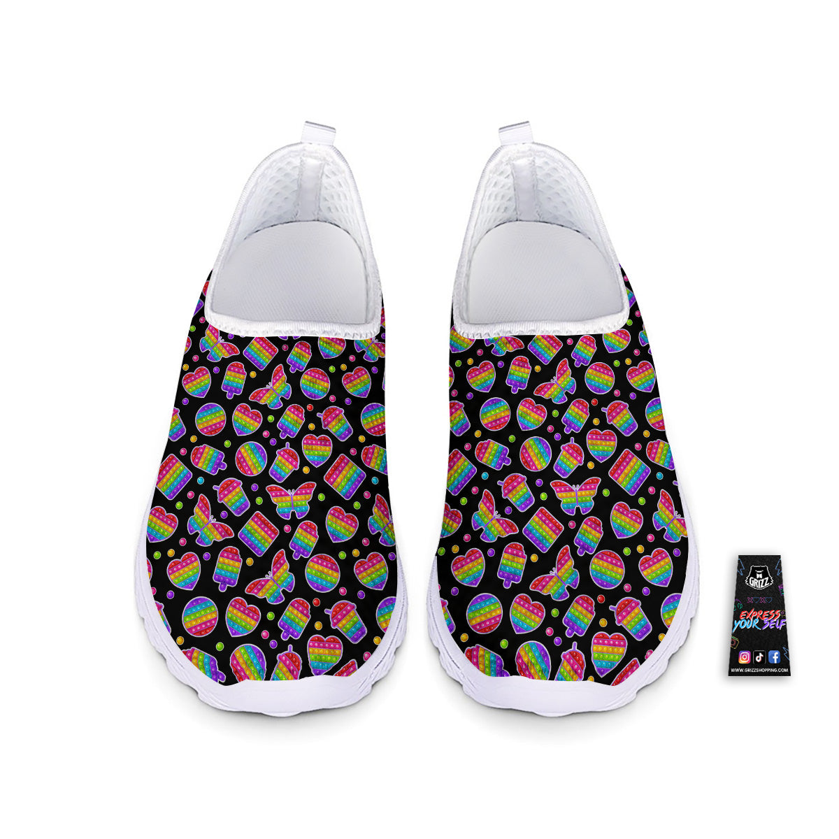 Silicone Bubbles Pop it Colorful Print Pattern Nurse Shoes-grizzshop