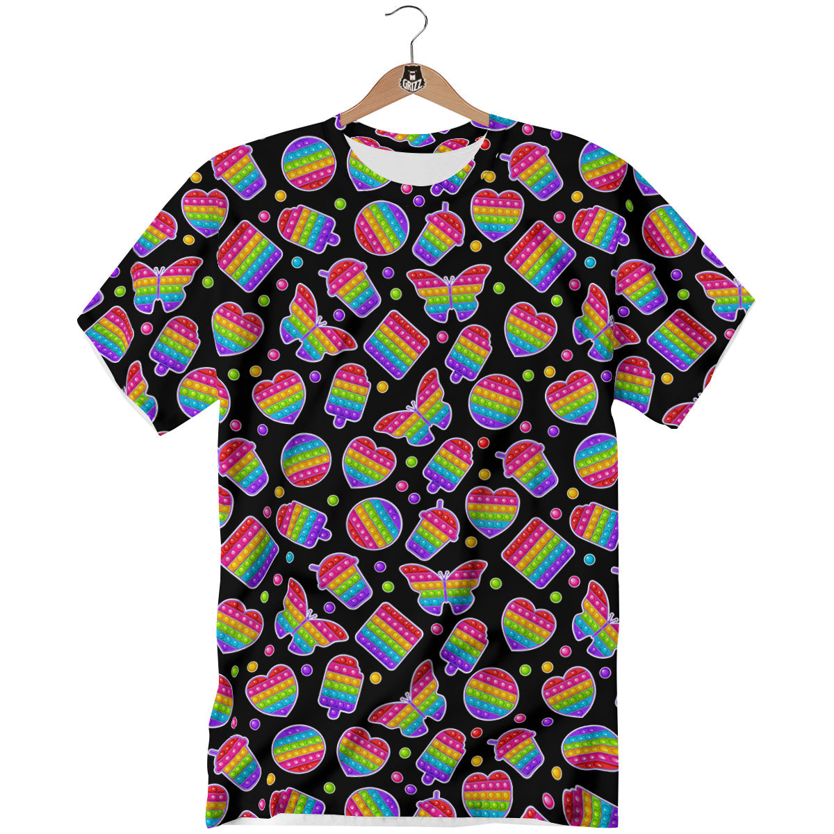 Silicone Bubbles Pop it Colorful Print Pattern T-Shirt-grizzshop