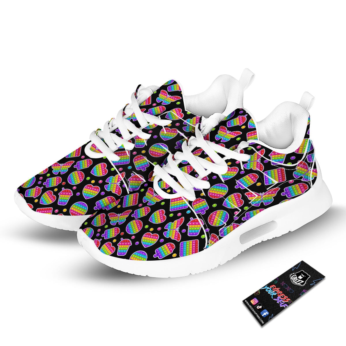 Silicone Bubbles Pop it Colorful Print Pattern Tennis Shoes-grizzshop