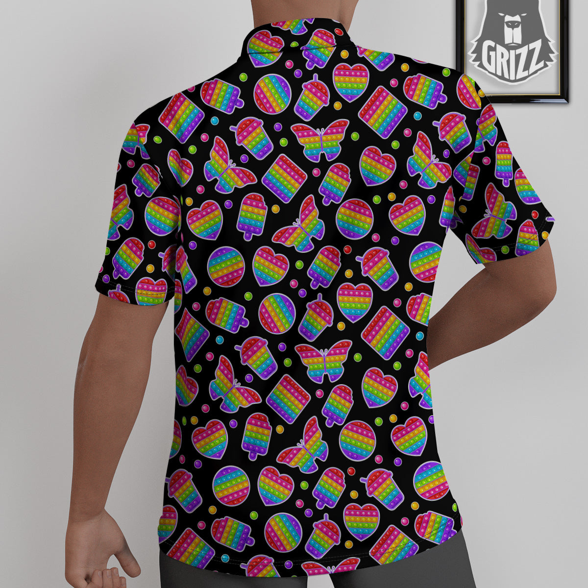 Silicone Bubbles Pop it Colorful Print Pattern Untucked Shirts-grizzshop