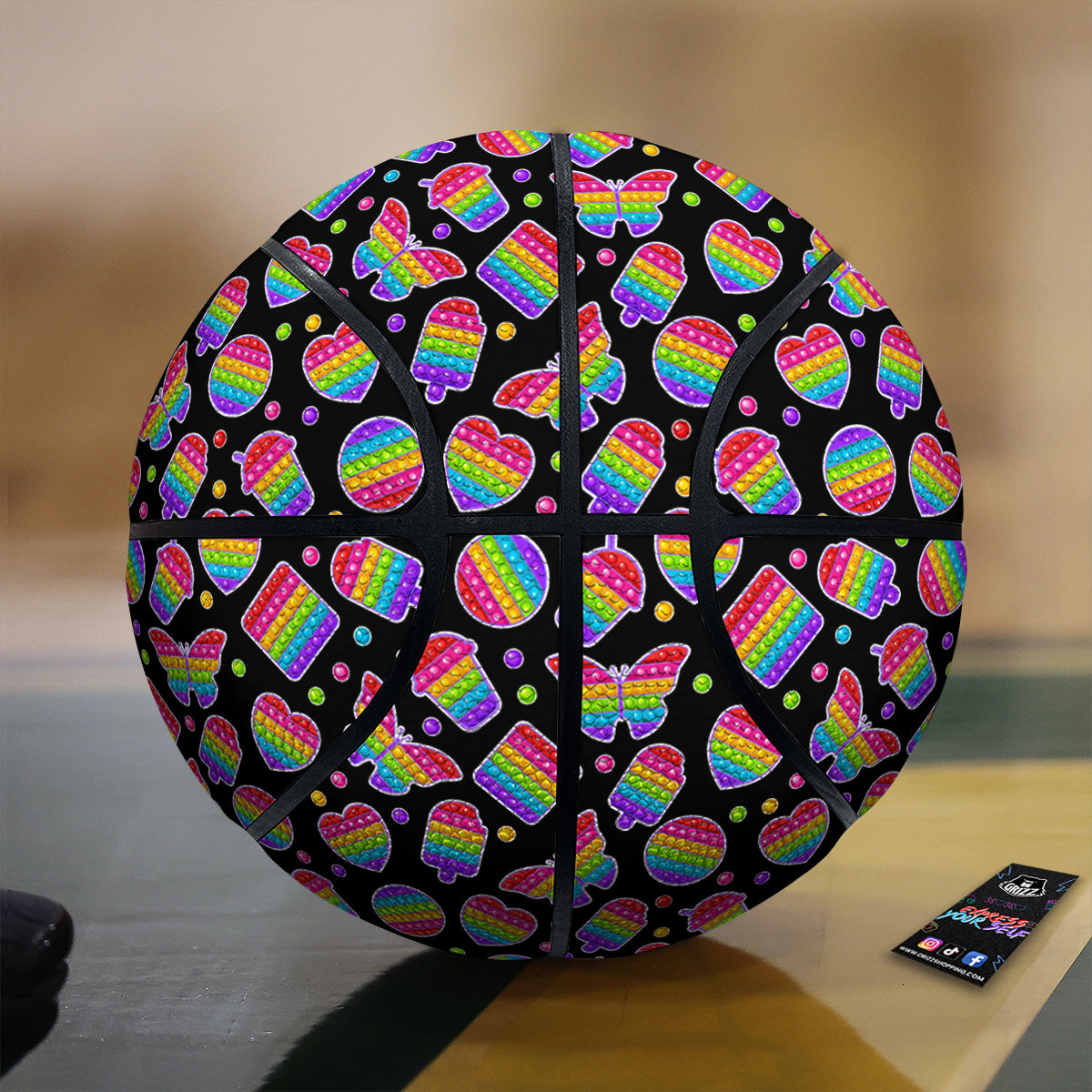Silicone Bubbles Pop it Colorful Print Pattern Basketball