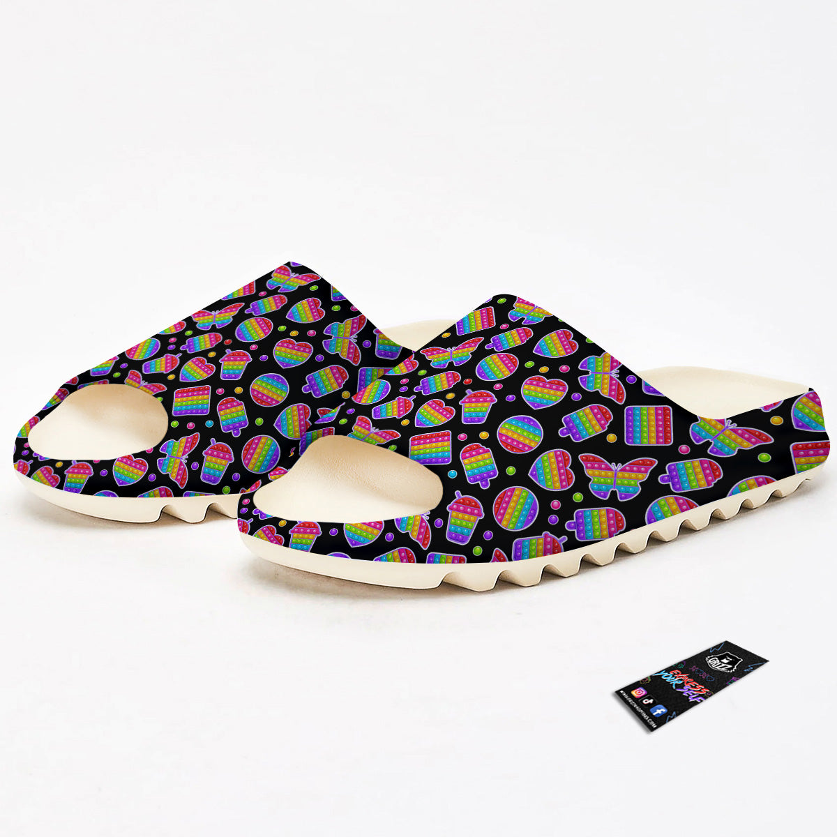 Silicone Bubbles Pop it Colorful Print Pattern Sandals-grizzshop