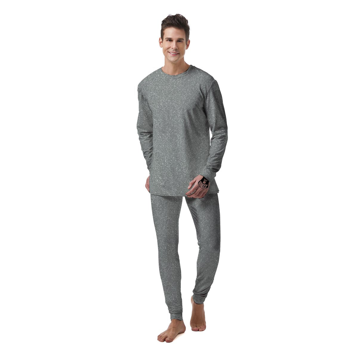 Silver Glitter Artwork Print Men's Pajamas-grizzshop