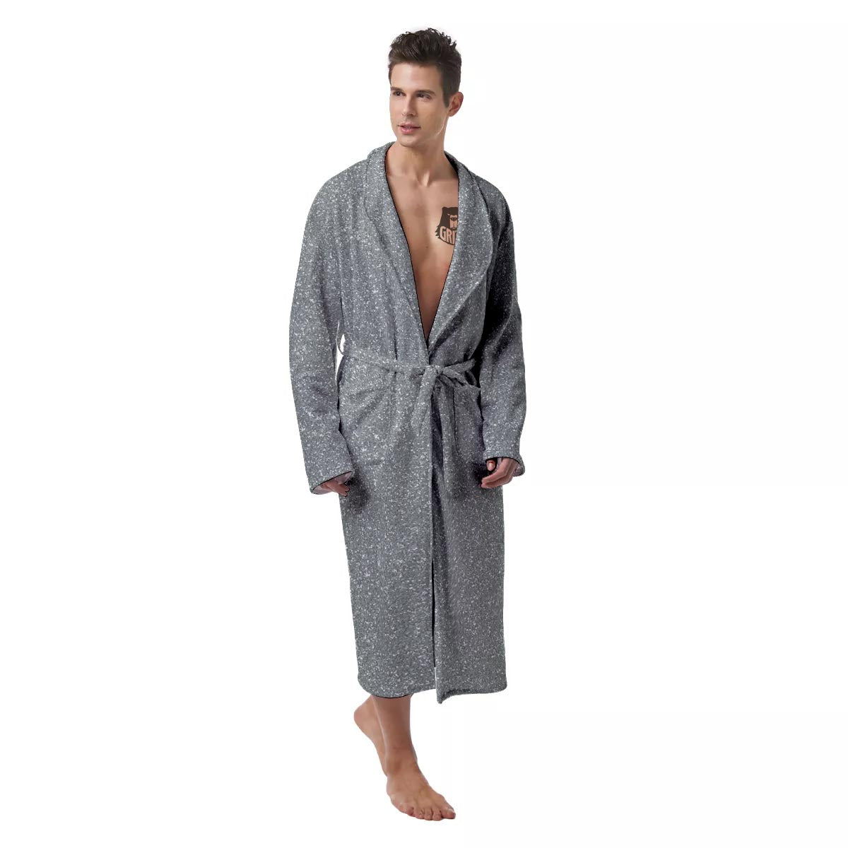 Silver Glitter Artwork Print Men's Robe-grizzshop