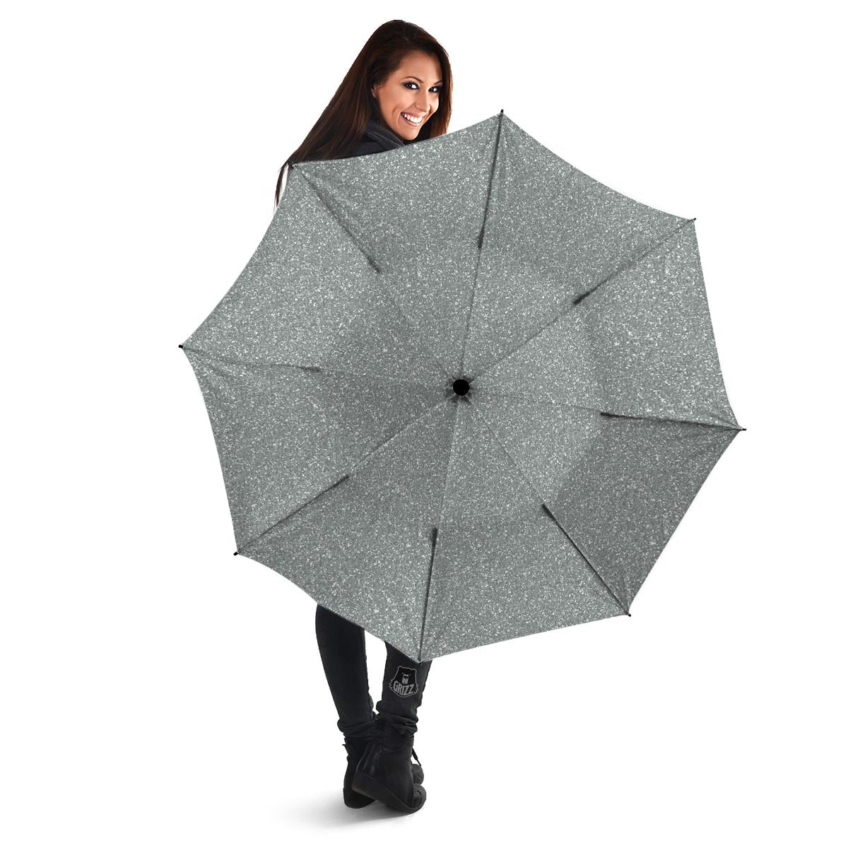 Silver Glitter Artwork Print Umbrella-grizzshop