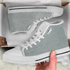 Silver Glitter Artwork Print White High Top Shoes-grizzshop