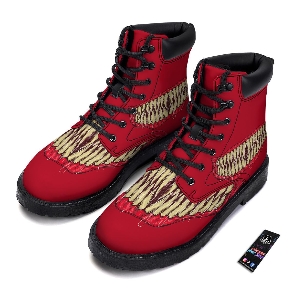 Sinister Smile Print Boots-grizzshop
