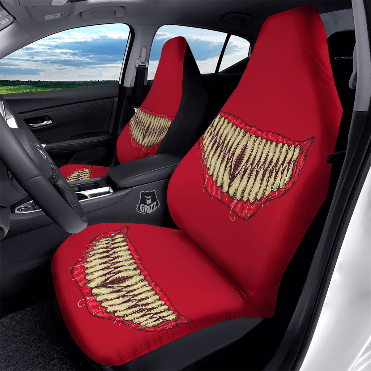 Sinister Smile Print Car Seat Covers-grizzshop