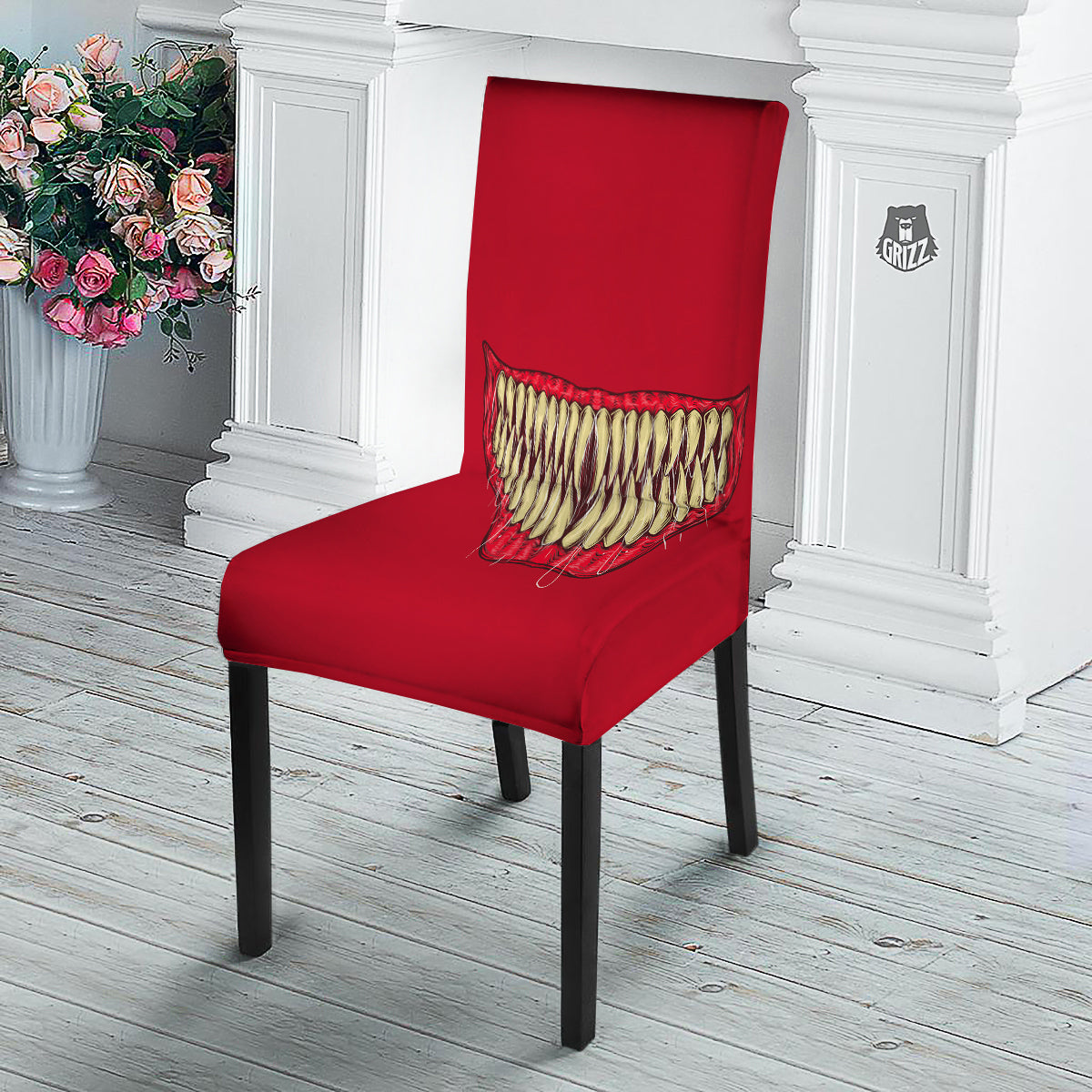 Sinister Smile Print Dining Chair Slipcover-grizzshop
