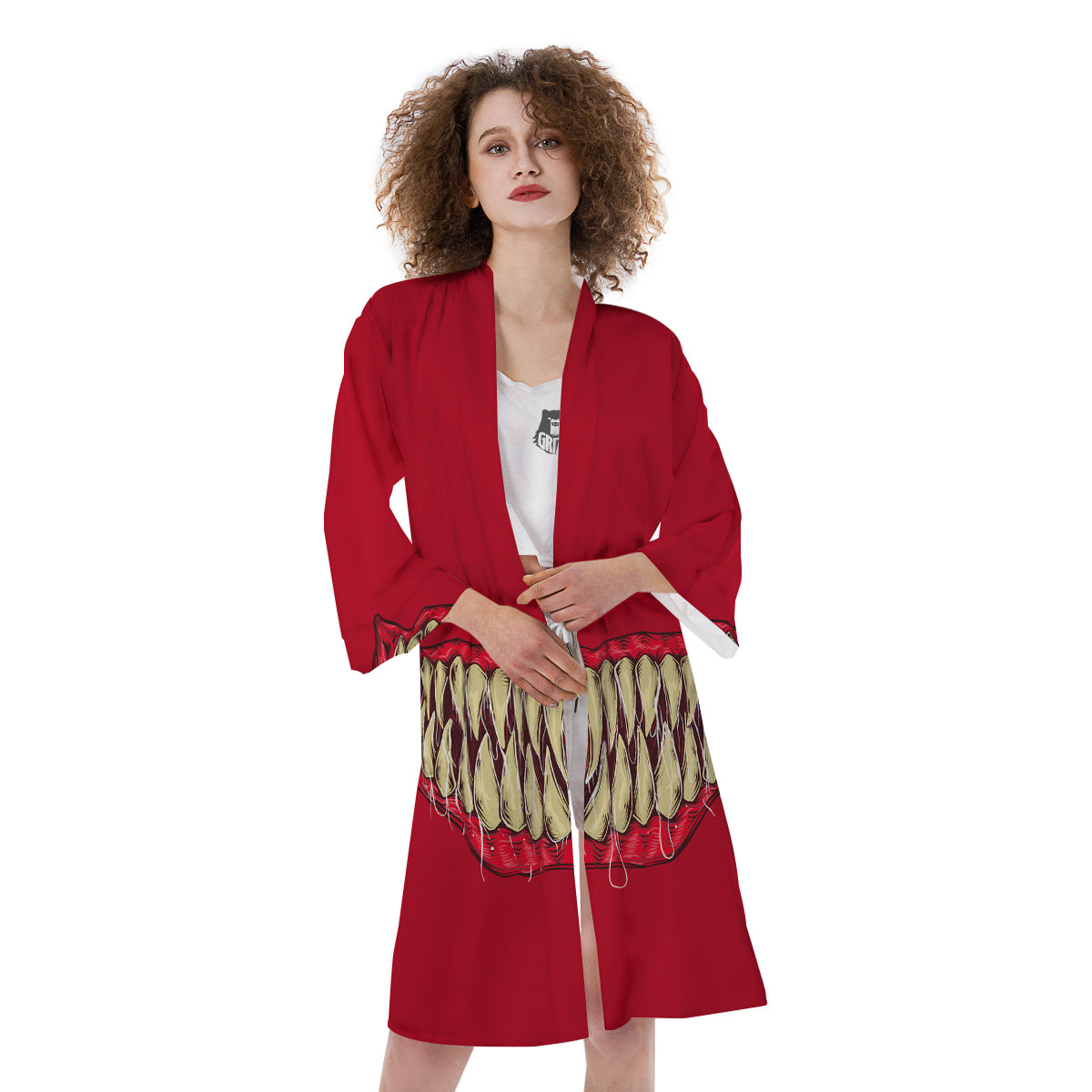 Sinister Smile Print Kimono-grizzshop