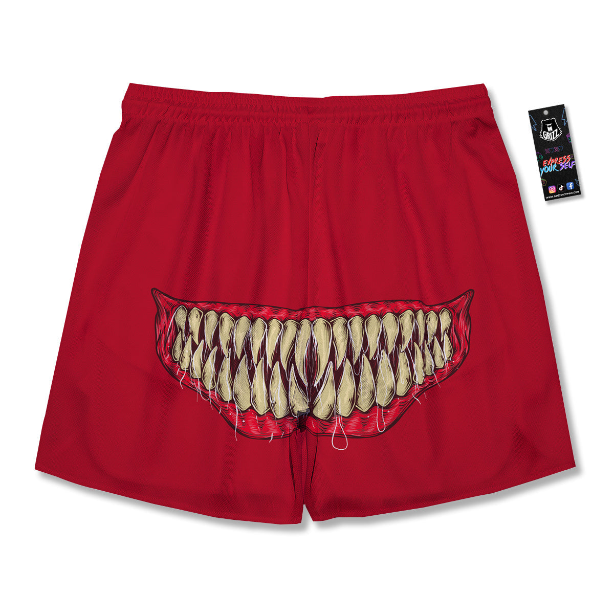 Sinister Smile Print Men's Running Shorts-grizzshop