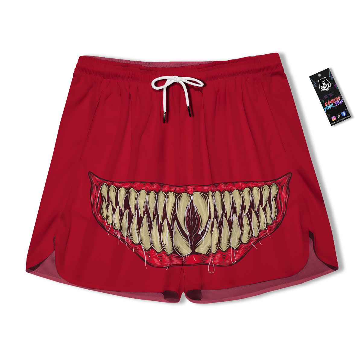Sinister Smile Print Men's Running Shorts-grizzshop