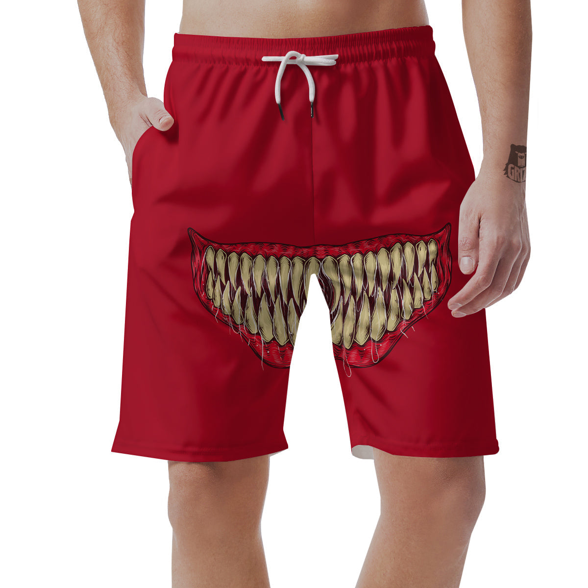 Sinister Smile Print Men's Shorts-grizzshop