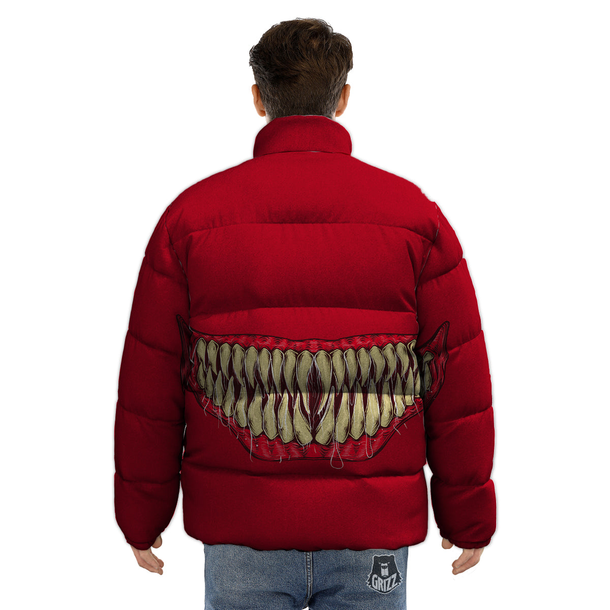 Sinister Smile Print Puffer Jacket-grizzshop