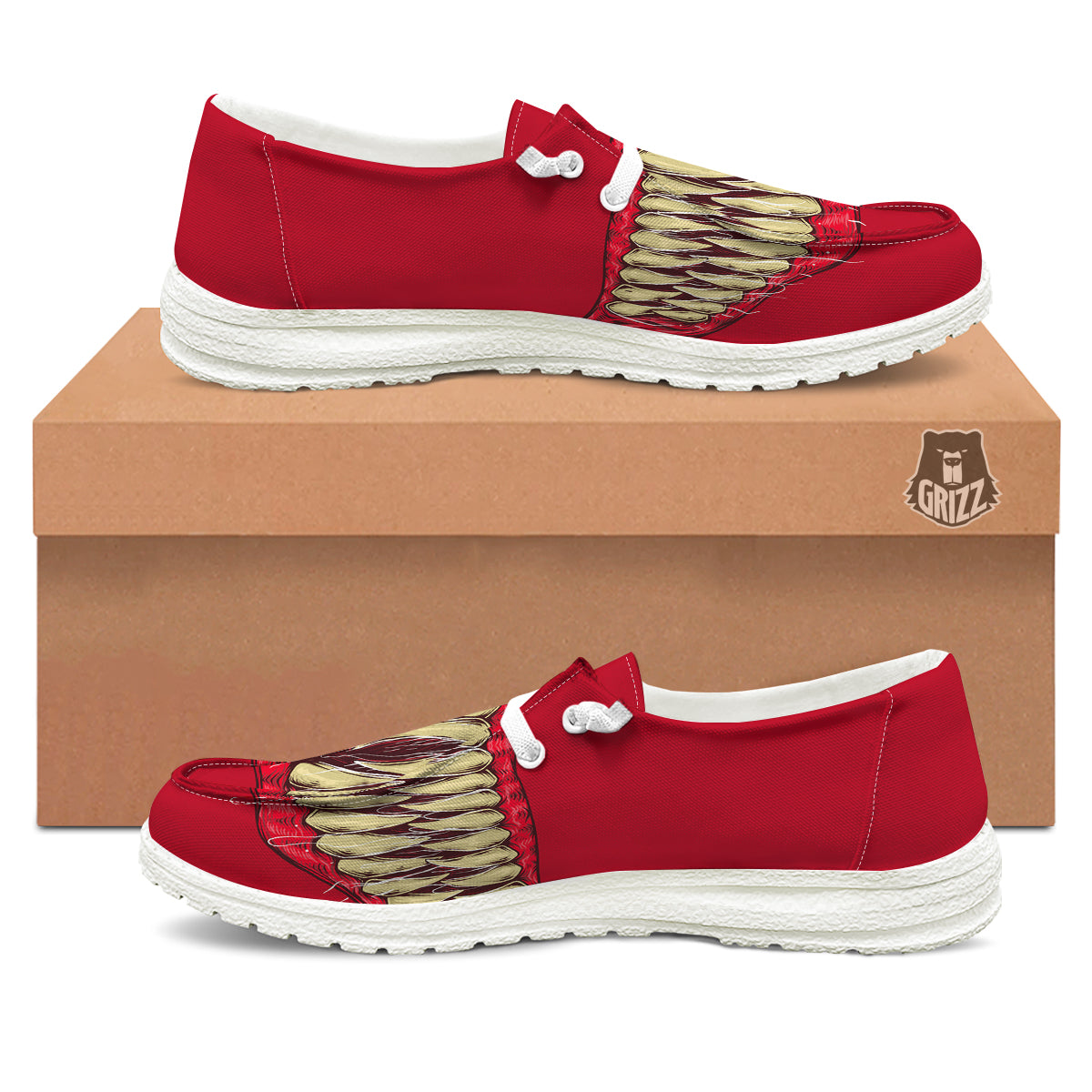 Sinister Smile Print White Loafers-grizzshop