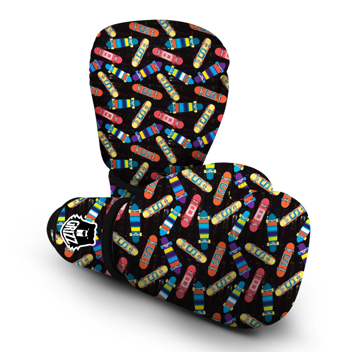 Skateboard Colorful Pattern Print Boxing Gloves-grizzshop