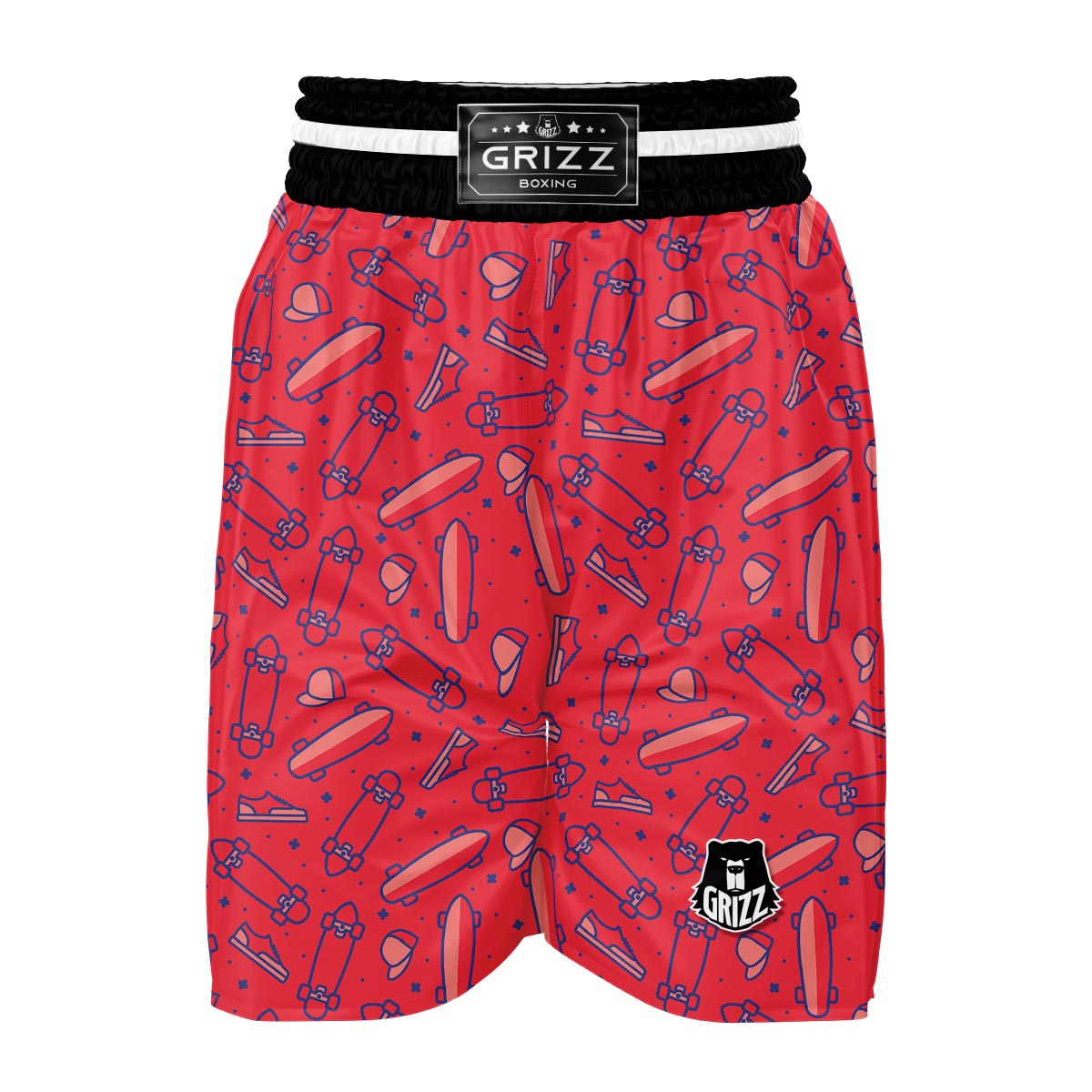Skateboard Pattern Print Boxing Shorts-grizzshop