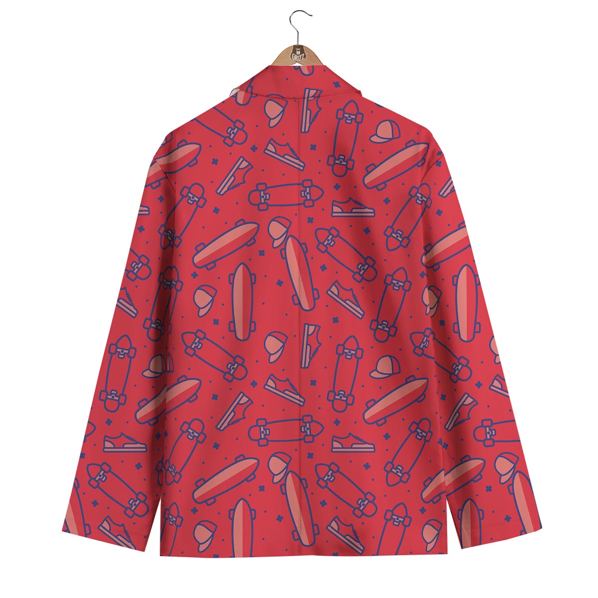 Skateboard Pattern Print Men's Blazer-grizzshop