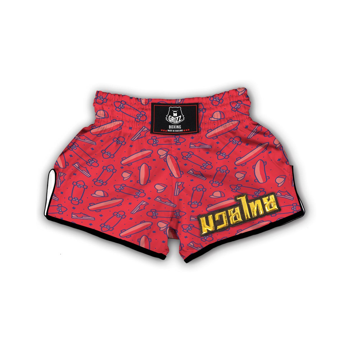 Skateboard Pattern Print Muay Thai Boxing Shorts-grizzshop