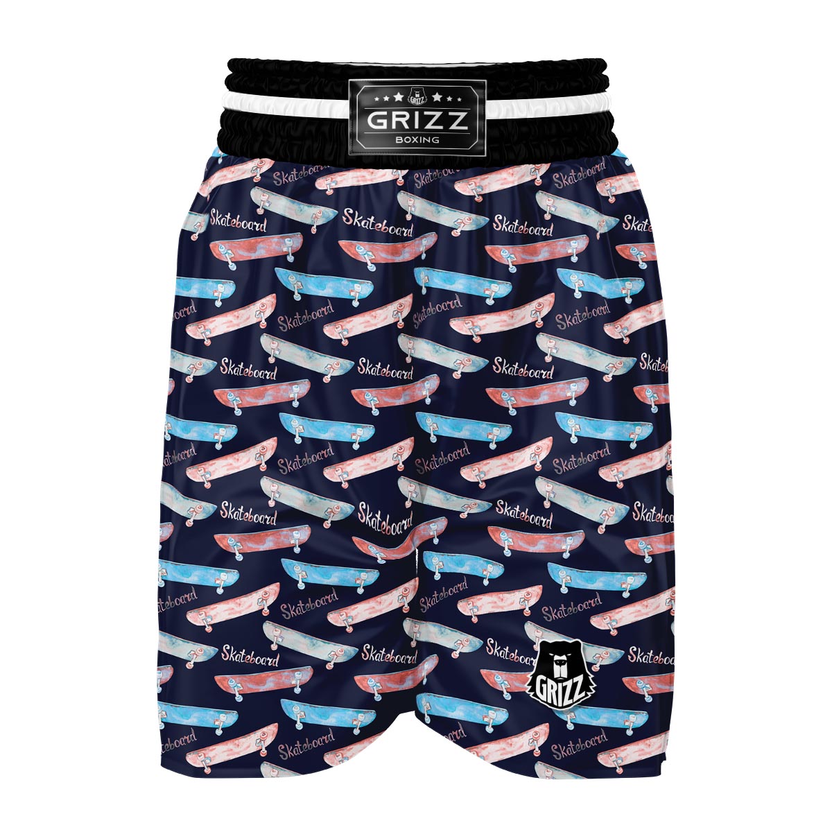 Skateboard Print Pattern Boxing Shorts-grizzshop