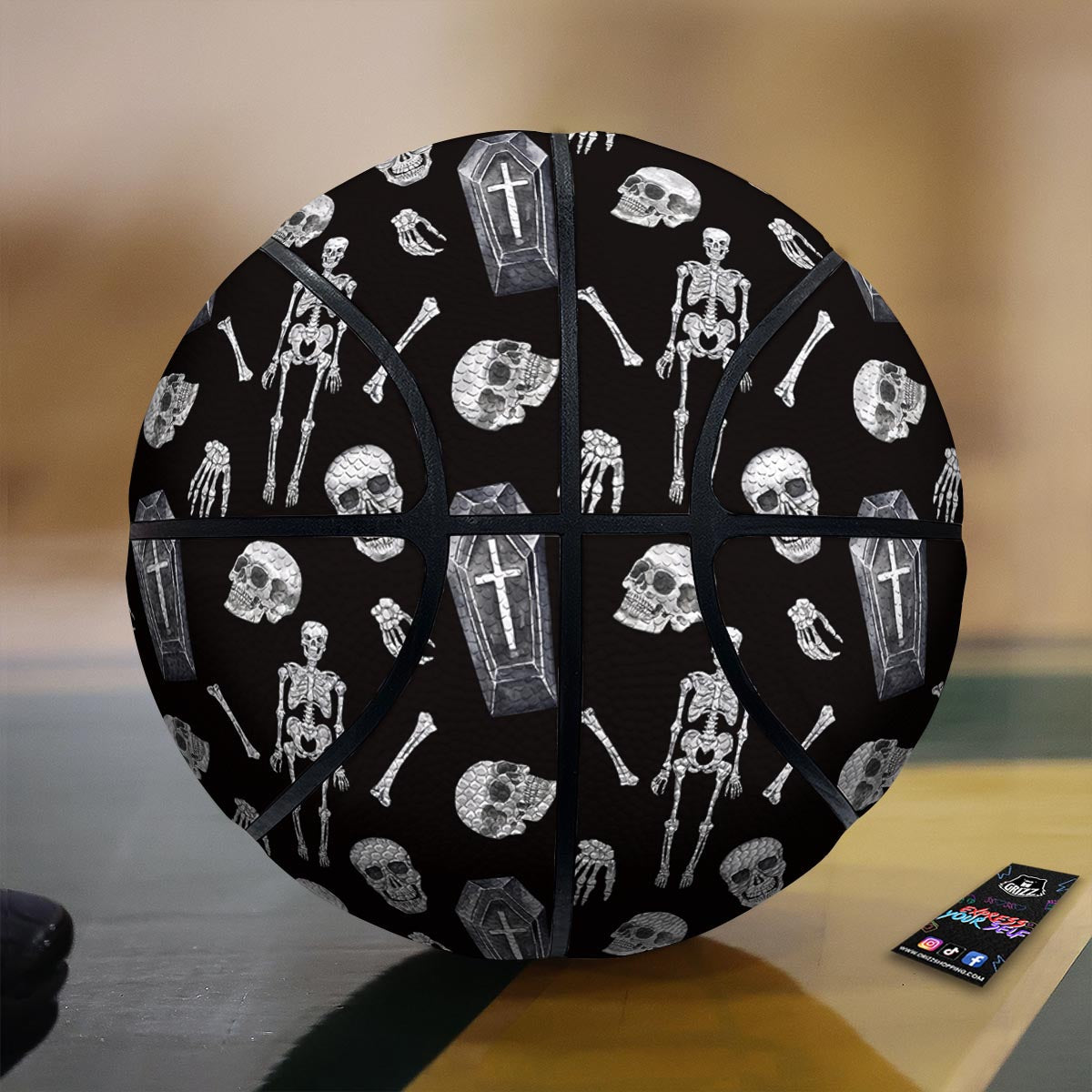 Skeleton And Tomb Print Pattern Basketball