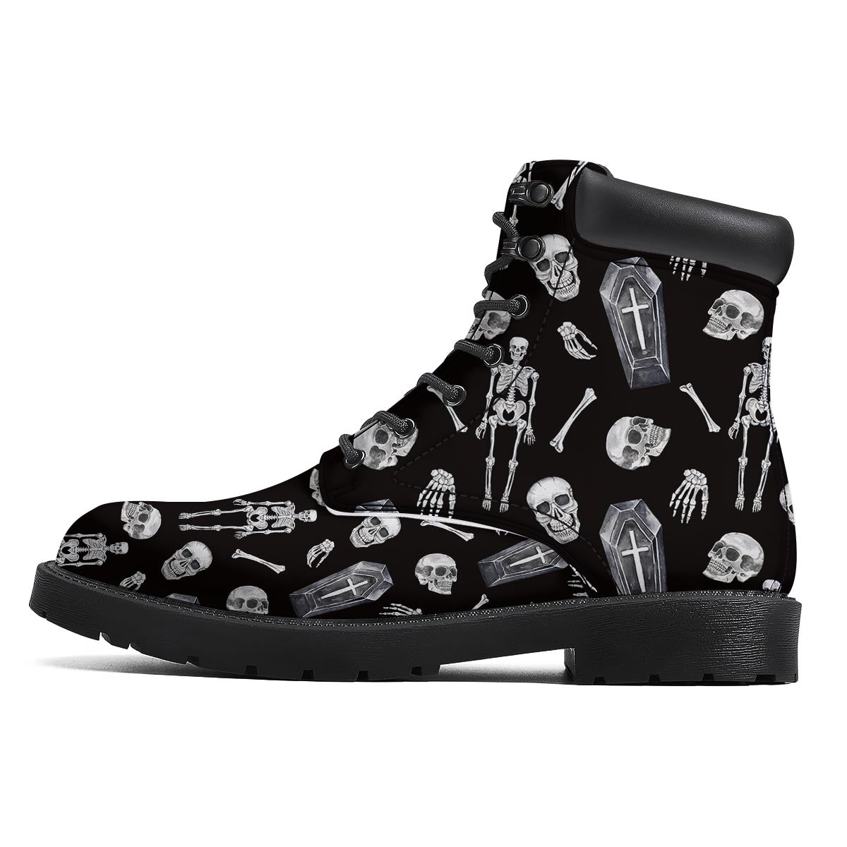 Skeleton And Tomb Print Pattern Boots-grizzshop