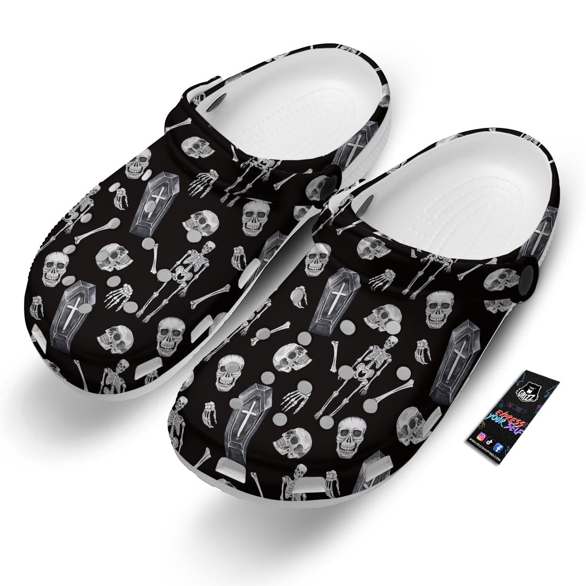 Skeleton And Tomb Print Pattern Clog-grizzshop