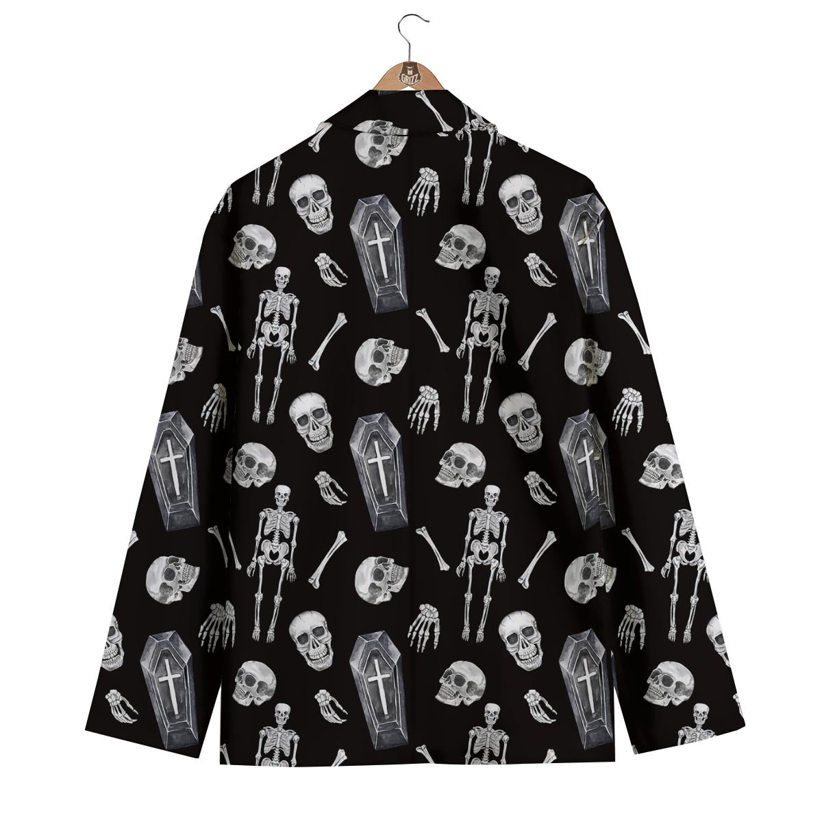Skeleton And Tomb Print Pattern Men's Blazer-grizzshop