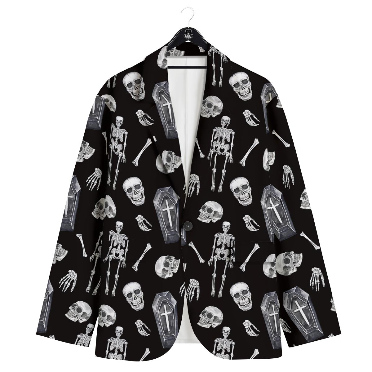 Skeleton And Tomb Print Pattern Men's Sport Coat-grizzshop