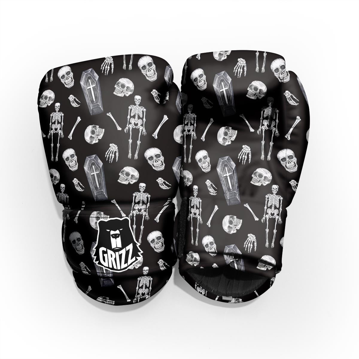 Skeleton And Tomb Print Pattern Pro Boxing Glove