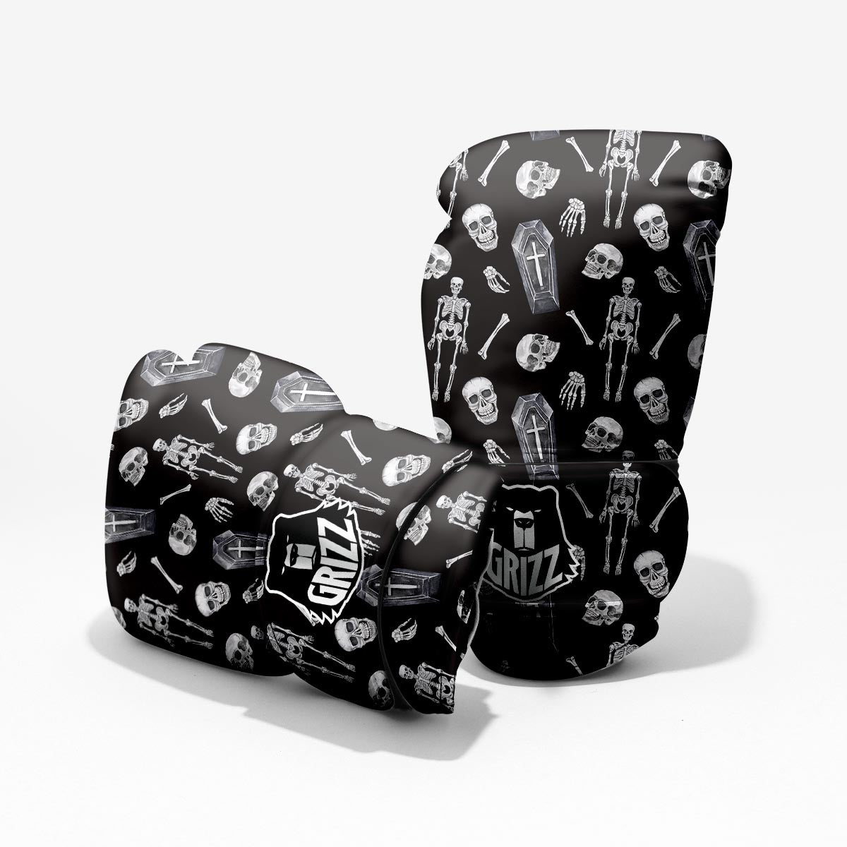 Skeleton And Tomb Print Pattern Pro Boxing Glove