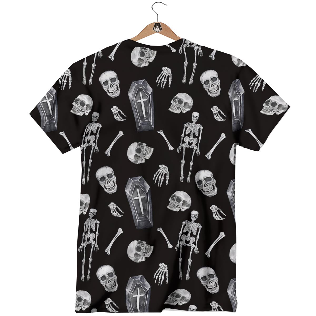 Skeleton And Tomb Print Pattern T-Shirt-grizzshop