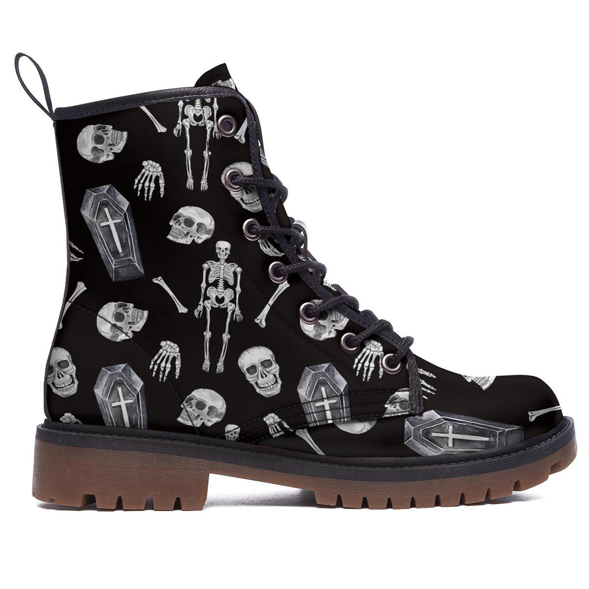Skeleton And Tomb Print Pattern Work Boots-grizzshop